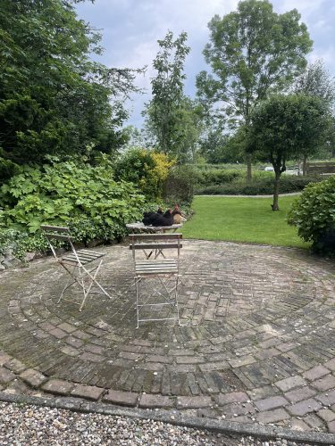 Voortuin met kippen